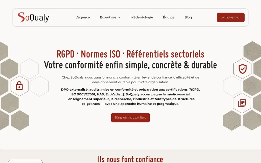 Page d'accueil du site SoQualy